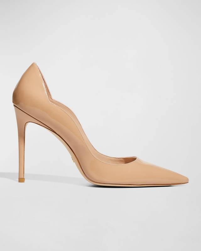 Stuart 100mm Patent Leather Scallop Pumps